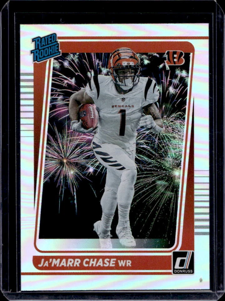 2021 Donruss Ja'Marr Chase Premium Fireworks SP Rated Rookie RC #262 Bengals