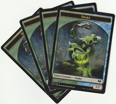   4 MAGIC The Gathering SAPROLING/SNAKE Doppelkarte Token PLAYSET C15/EN NM/EX