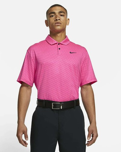 Vapor Stripe Polo Golf Shirt Pink 