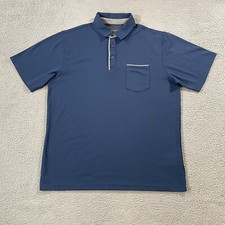 Pebble Beach Mens Large Golf Polo Shirt Navy Dry-Luxe Performance