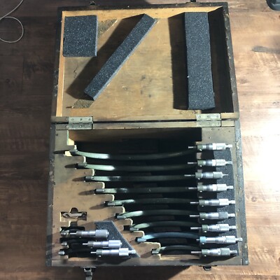 Mitutoyo No 103 0-12  .0001  Outside Micrometer Set In Padded Wood Box