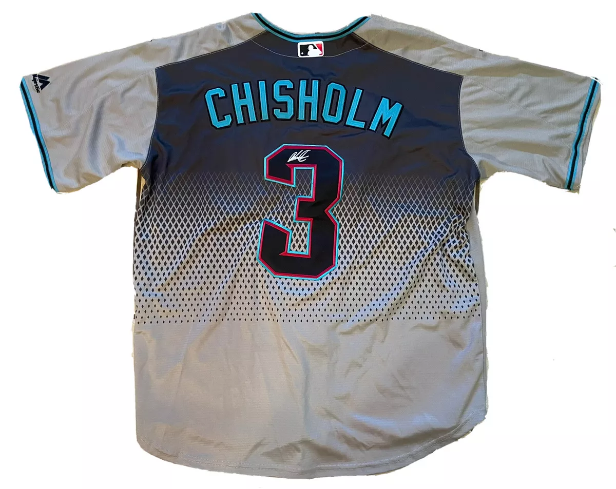 Jazz Chisholm SIGNED #3 Arizona Diamondbacks sz XL RARE gray/teal Jersey