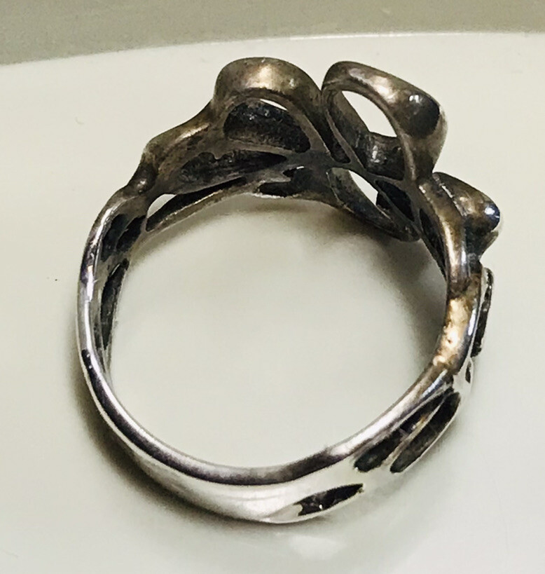 SIZE 7 4g ARTISAN MODERNIST WORK OPEN STERLING SILVER FINE ANTIQUE 925 ...