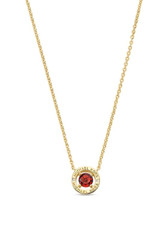 NEW MICHAEL KORS GOLD TONE BRASS HALO RED CRYSTAL CHARM CHAIN NECKLACE MKJ0100B