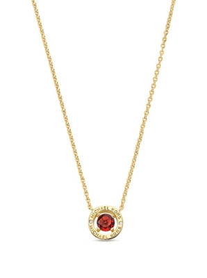 NEW MICHAEL KORS GOLD TONE BRASS HALO RED CRYSTAL CHARM CHAIN NECKLACE MKJ0100B