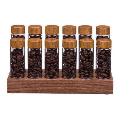 Unique 12 Hole Coffee Bean Holder Multiple Length for Easy Selection and Access