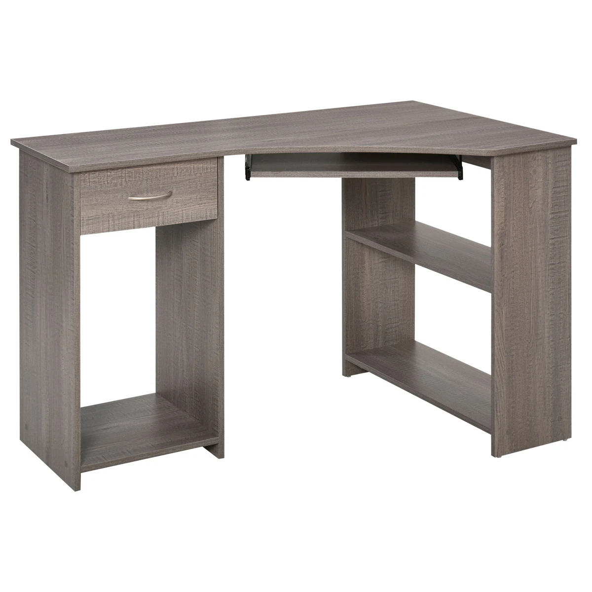 HOMCOM L Shaped Corner Computer Desk w 2 Shelves Worktop Keyboard