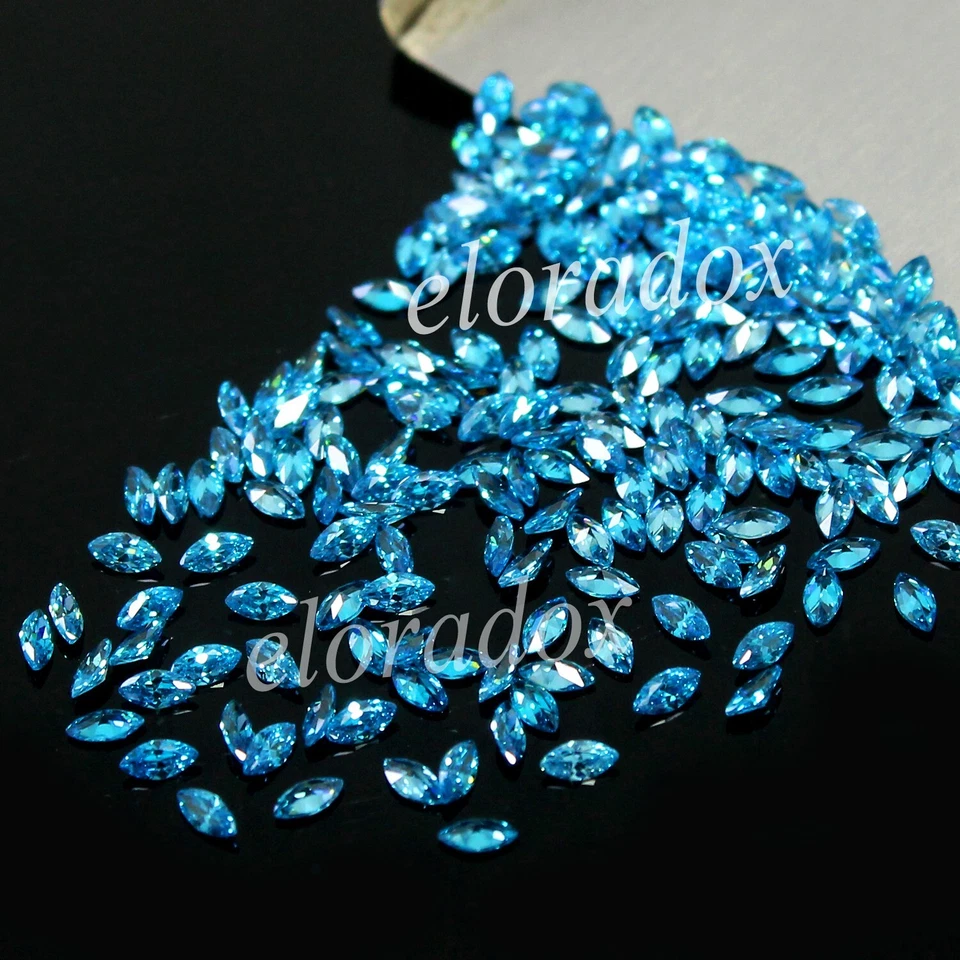 Lote de 10 piezas de piedras preciosas certificadas marquesa natural aguamarina azul Brasil 3x1,5 mm Foto 3 de 4