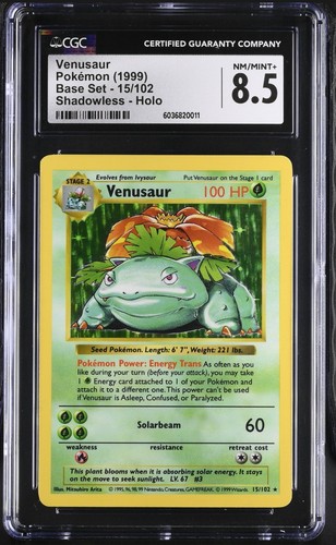 Shadowless Venusaur Holo #15 Pokemon 1999 Base Set Shadowless CGC 8.5 TCG 