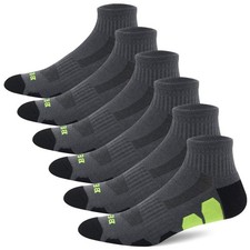 BERING Men's Performance Athletic Ankle Running Socks, 9-12, Graphite Gray