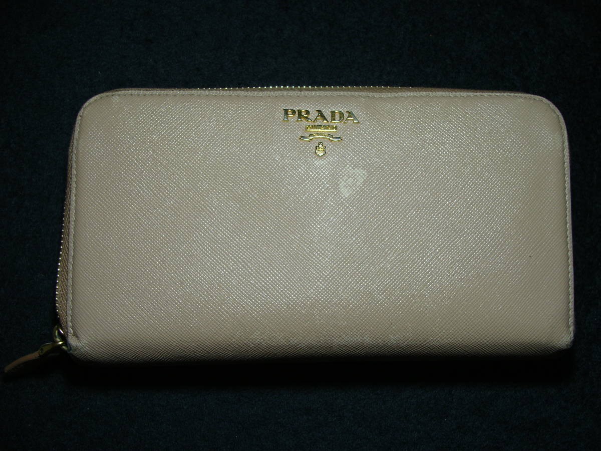 Prada Saffiano Leather Large Zip Bifold Wallet with Round Corners