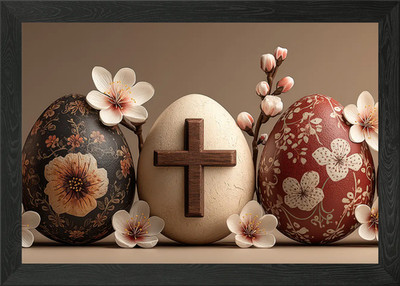 Elegante Ostereier mit Blumen Acc gerahmtes Wandbild Poster Leinwanddruck Bild