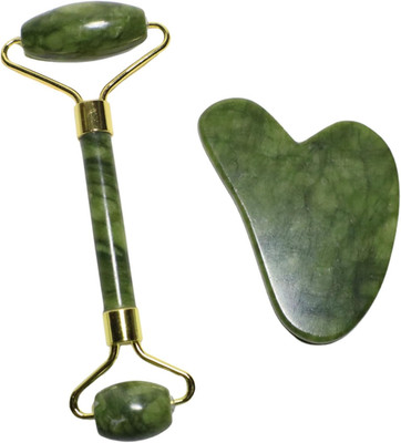 Face Roller & Gua Sha Set, Jade Face Roller for Skin Care, Self-Care Routine, Ma