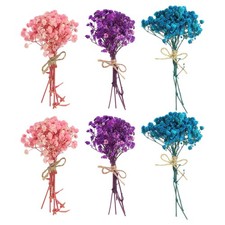 6 St&uuml;ck Mini-Blumenstrau&szlig; mit getrockneten Baby-Atem-Blumen Rosa/Rosa, Lila/Blau