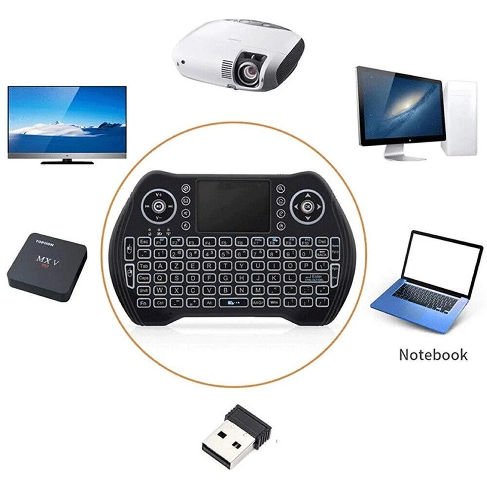 Mini Funk Tastatur MT10 Touchpad PC Wireless Keyboard Backlit Deutsch LED Keypad - Bild 2 von 4