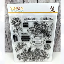 Simon Says Stamp SUNSHINE FLOWERS Floral 6x8 Rubber Stamps