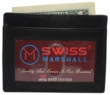 Swiss Marshall RFID Blocking Front Pocket Slim Leather Bifold Wallet Credit...