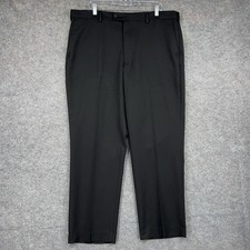 Perry Ellis Portfolio Dress Pants Mens 38x30 Black Classic Fit Flat Front Office