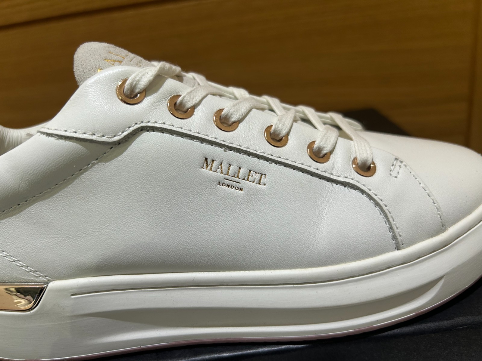 SAOLA Mallet donna bianco innesto oro rosa suola rosa uk taglia 5