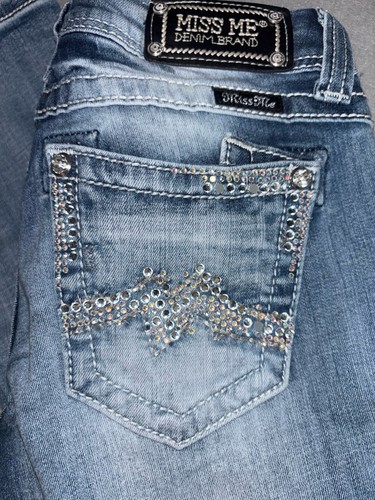 Jeans MISS ME denim gamba dritta 27x30 ricamato impreziosito rodeo Y2K anni 90 - Foto 10 di 11