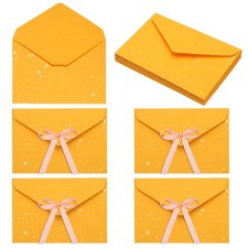 20 Pack Greeting Card Envelopes with Ribbon Bow, Yellow 6.4" x 4.5"