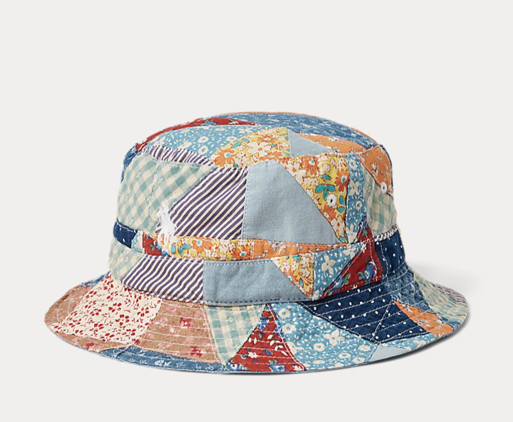 Polo Ralph Lauren RL Cotton Patchwork Bucket Hat Size S/M Unisex Adult Pony NEW