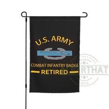 Us Army Combat Infantry Badge Retired 12x18 In Garden Flag Double Sided Outdoor