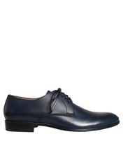 Dolce & Gabbana Navy Blue Leather Derby Dress Formal Men's Shoes Authentic