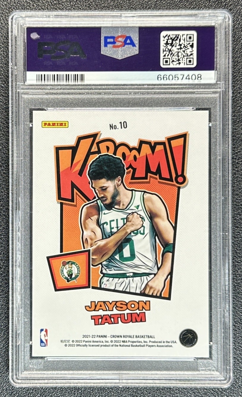 JAYSON TATUM PSA 10 2021-22 PANINI CROWN ROYALE #10 VERTICAL KABOOM! SSP CELTICS view 2