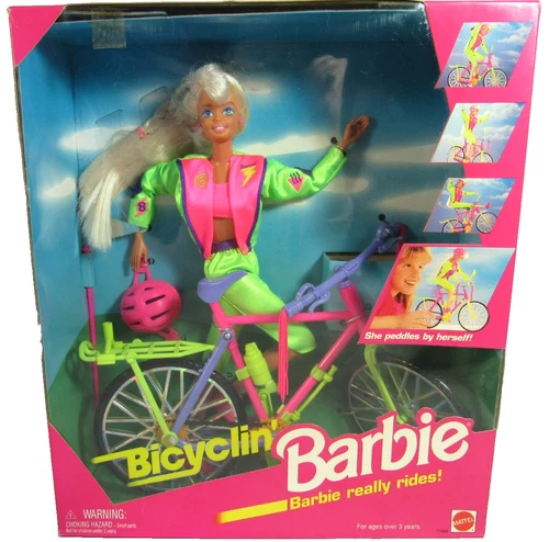 VINTAGE MATTEL 1995 "BICYCLIN' BARBIE" BLONDE DOLL PLAYSET #11689 - NEW IN BOX