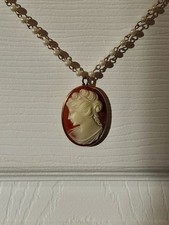 Handmade Necklace With Vintage Cameo Pendant In The Middle