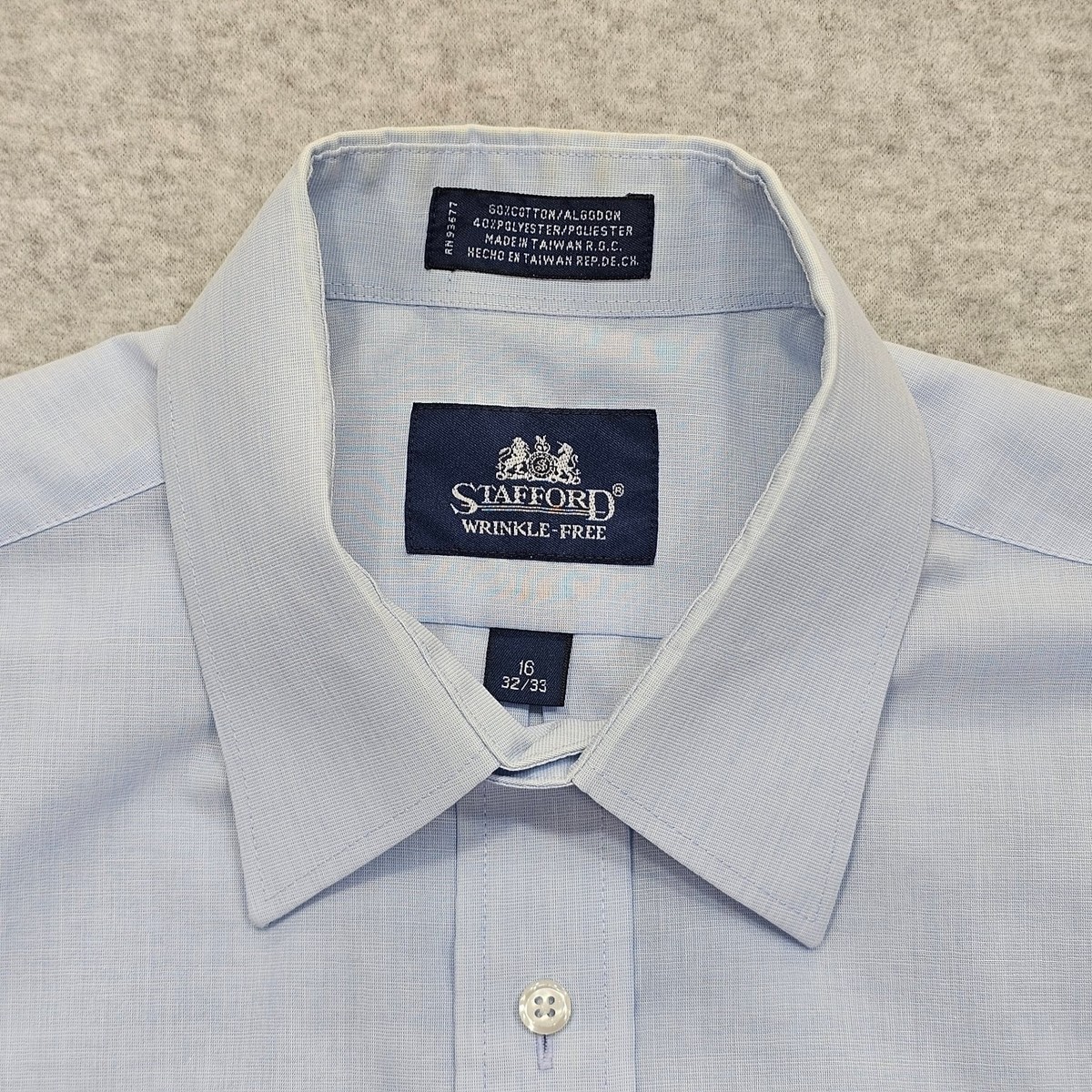 Stafford Men's Dress Shirt Light Blue 16 32/33 Cotton Polyester | eBay