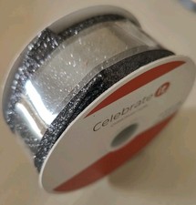 Celebrate It Black Glitter Wired Ribbon Holiday Christmas Bow DIY 1.5" x 30