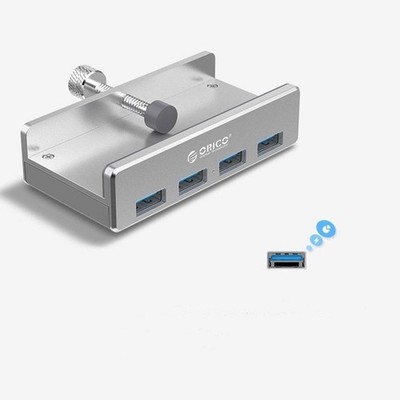 New Silver ORICO MH4PU Aluminum Alloy 4 Ports USB 3.0 Clip-Type Desktop USB HUB