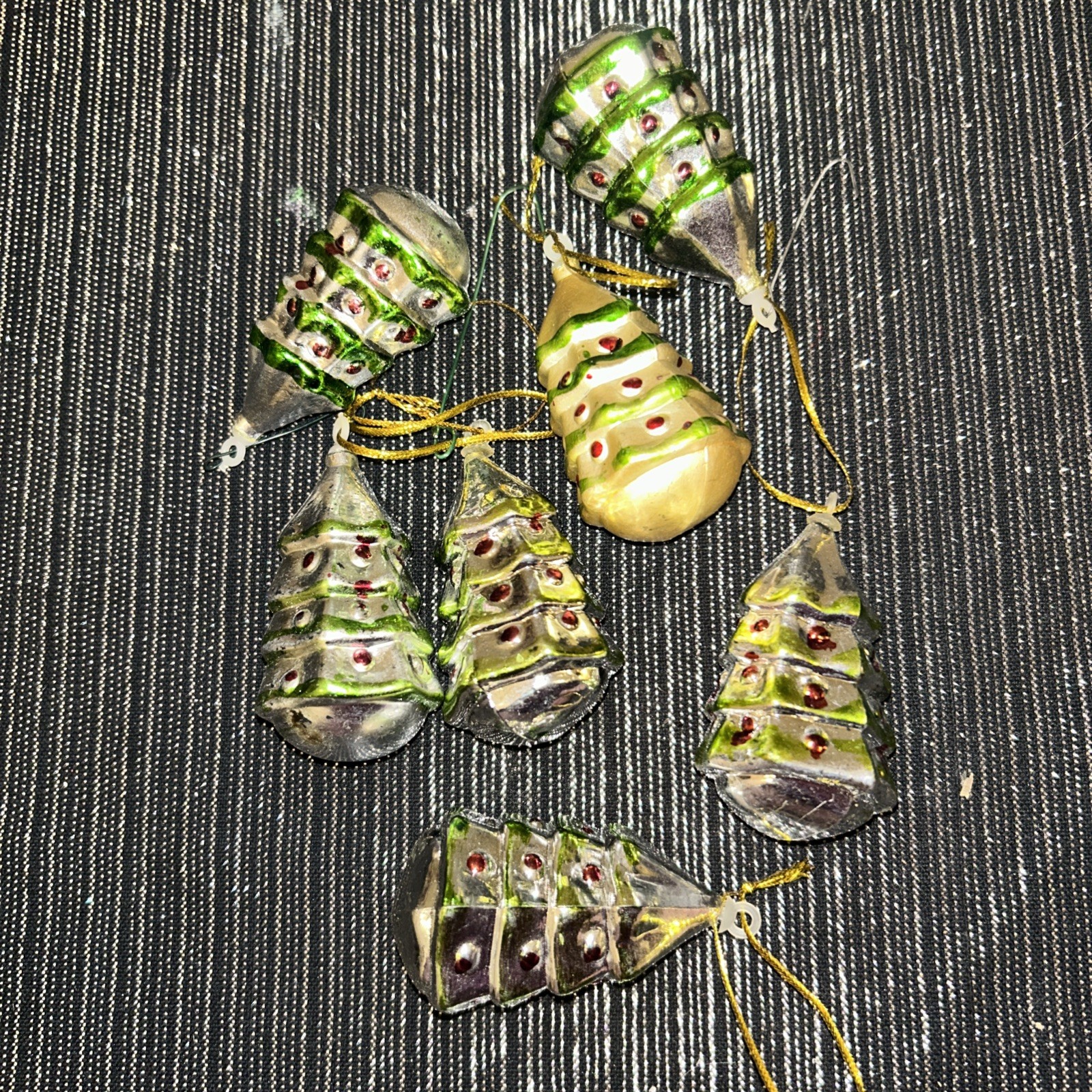 Vintage Plastic Christmas Ornament Blow Mold Metallic Lot 39-trees snowman Santa