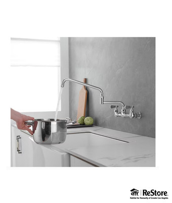 BWE 2-Handle Wall Mount Kitchen Faucet Swivel Spout in Polished Chrome A-94253