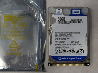 WDC 80GB WD800BEVE PATA EIDE UDMA-100 HDD Festplatte 5400 RPM 2,5 Zoll fast neu