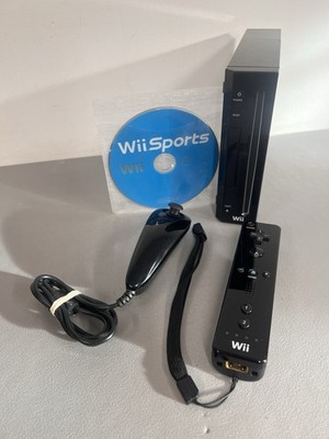 Schwarze Nintendo Wii Konsole mit Wii Sports