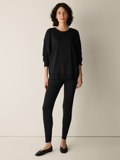 Eileen Fisher Cozy Brushed Terry Hug High-Waisted Leggings, Black