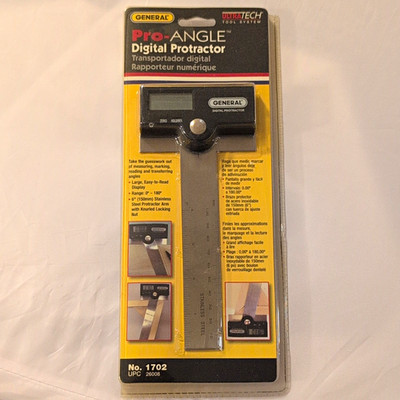 General Pro-ANGLE Digital Protractor 6 in Stainless Rectangular 0-180 1702
