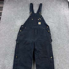 Carhartt Bib Overalls Men 38x30 Arctic Insulated Duck Canvas Double Knee R02 BLK