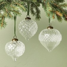 Hearth  Hand Magnolia Ornate Clear Glass Ornaments Set 2025 Holiday Collection