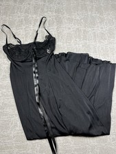 Intimate Attitudes Black Lace Maxi Nightgown Vintage 1X Whimsigoth Dark Fairy