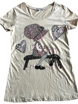 Moon Star Damen Tshirt Beige Pailletten Mädchen Gr. M