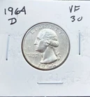 1964-D Washington Silver Quarter Very Fine Condition Nice Coin See Pics
