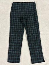 Counterparts Ankle Pants Womens Medium Black Gren Plaid Rayon Stretch High Waist