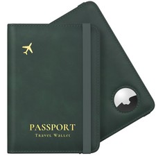 Slim RFID Travel Wallet with AirTag Slot - Passport Holder for Secure Travel