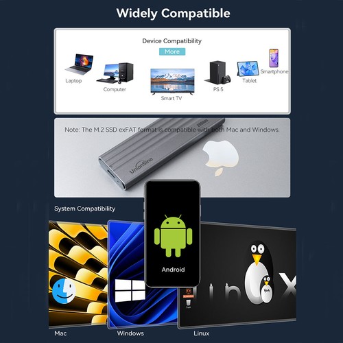 10/20 Gbps USB 3.2 Externes SSD-Gehäuse, Unterstützt B+M-Keys M.2 NVME SATA SSDs - Afbeelding 4 van 16