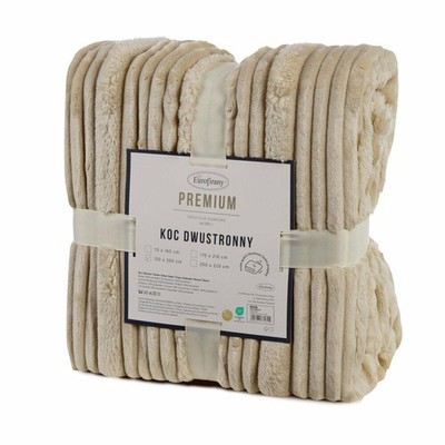 Kuscheldecke Plaid Decke Wohndecke Wendbar 3D-Streifenstruktur beige 200x220 cm