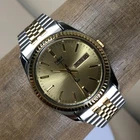 Vintage Timex Men Fluted President Day Date Two Tone Quartz 33mm Watch 7 1/4"